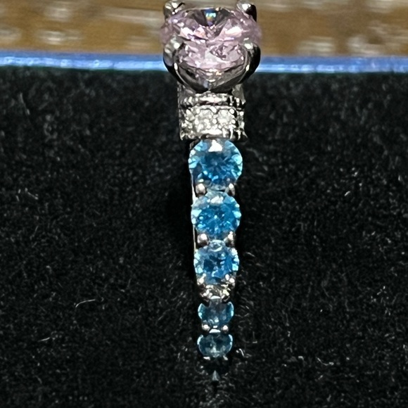 NEW Pink & Blue Stones 925 Sterling Silver Ring In Size 8 - Picture 5 of 9
